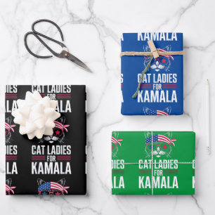 Cat Ladies for Kamala 2024 President Kamala-Harris Wrapping Paper Sheet