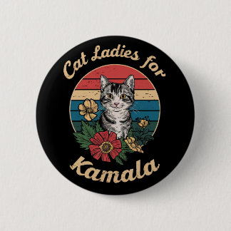 Cat Ladies For Kamala (4) 6 Cm Round Badge
