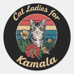 Cat Ladies For Kamala (4) Classic Round Sticker