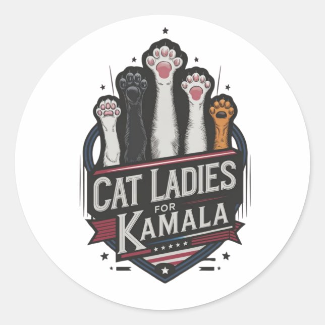 Cat Ladies For Kamala (7) Classic Round Sticker (Front)