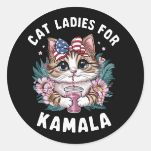 Cat Ladies For Kamala (9) Classic Round Sticker