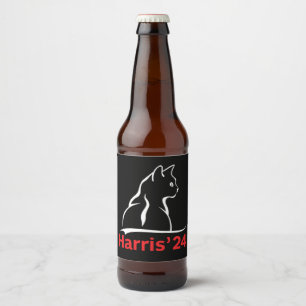 Cat Ladies for Kamala Cat 2024 President Kamala  Beer Bottle Label