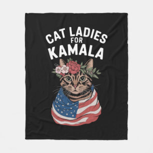 Cat Ladies For Kamala Cat Lady Harris Election Fleece Blanket