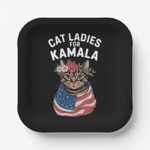 Cat Ladies For Kamala Cat Lady Harris Election Paper Plate