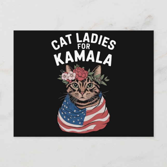 Cat Ladies For Kamala Cat Lady Harris Election Postcard (Front)