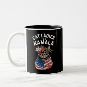 Cat Ladies For Kamala Cat Lady Harris Election Two-Tone Coffee Mug