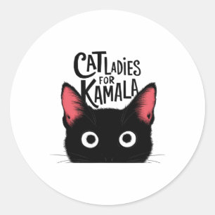 Cat Ladies For Kamala Funny Cat 2024 President Kam Classic Round Sticker