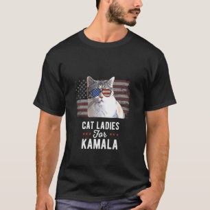 Cat Ladies for Kamala Funny Cat 2024 President Kam T-Shirt