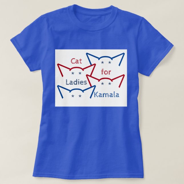 Cat Ladies for Kamala Harris Ears ASCII Art T-Shirt (Design Front)