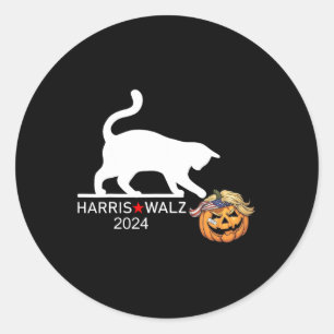 Cat Ladies For Kamala Harris Funny Trump Hair 2024 Classic Round Sticker