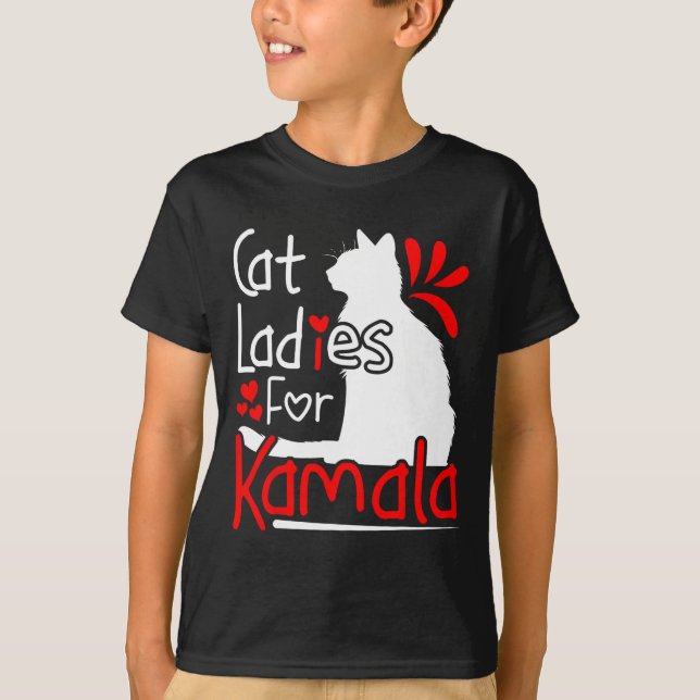 Cat Ladies For Kamala Silhouette Graphic  T-Shirt (Front)