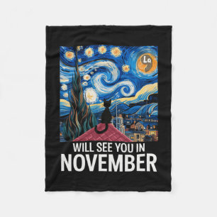 Cat Ladies For Kamala Starry Night Will See You In Fleece Blanket