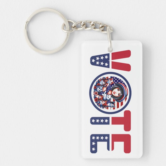 Cat Ladies for Kamala Vote Key Ring (Front)