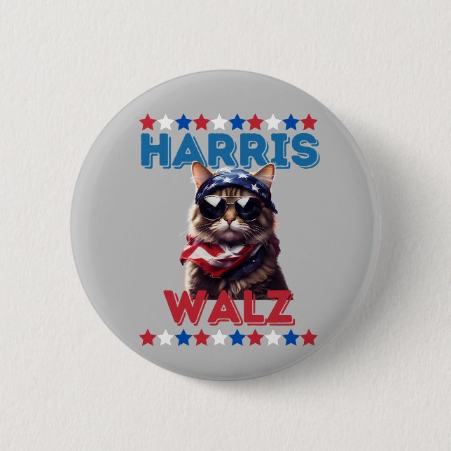 Cat Ladies Harris Walz Button (Front)