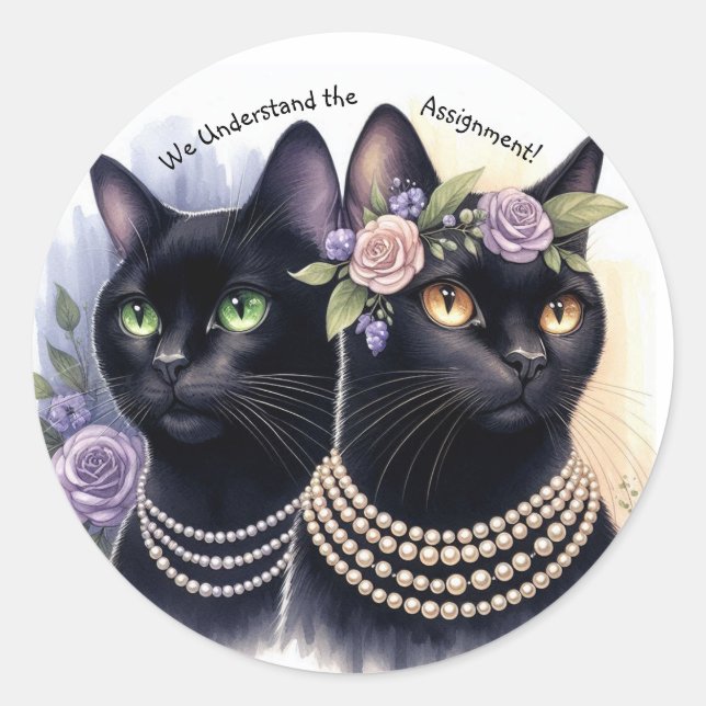 Cat ladies understand the assignment classic round sticker (Front)