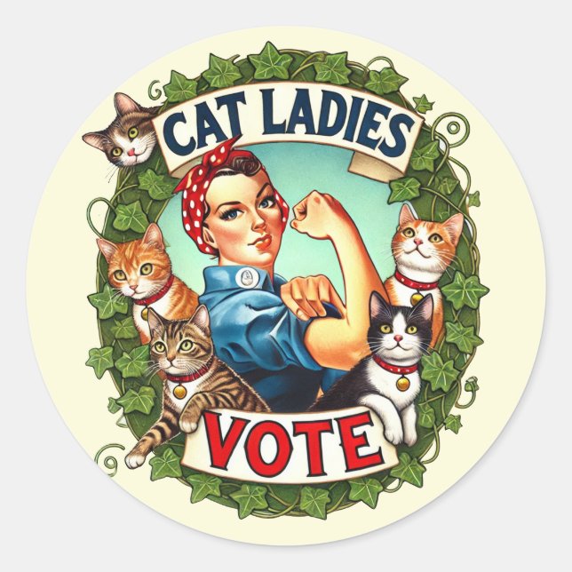 Cat Ladies Vote                                    Classic Round Sticker (Front)