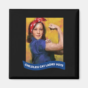 Cat Ladies Vote Kamala 2024 Rosie The Riveter  Magnet