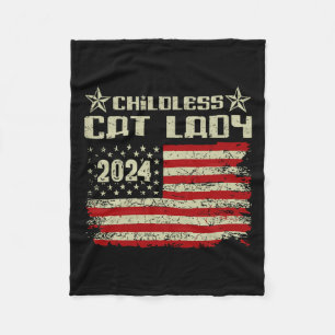 Cat Lady 2024 Funny Political Elections Democrat 7 Fleece Blanket