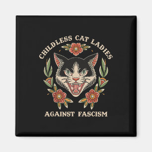 Cat Lady Against Fascism Feminist Funny Cat 2024  Magnet