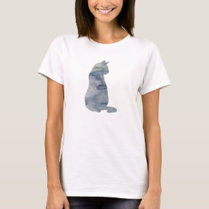 Cat Lady Blue Cat Painting T-shirt