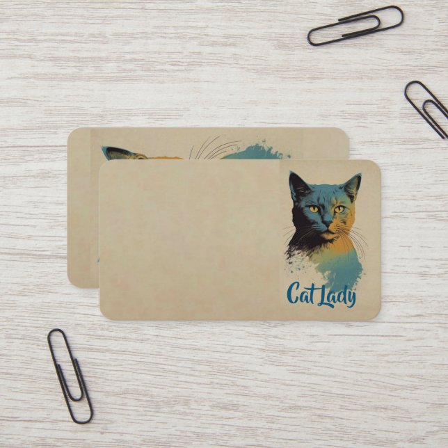 Cat Lady Business Card (Front/Back In Situ)