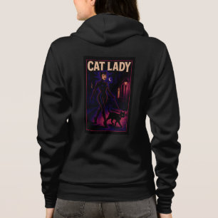 Cat Lady -Cats Art Lover- City Night Comic Graphic Hoodie