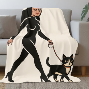 Cat Lady Cutie Tuxedo Cat Cats Mum Graphic Bone Fleece Blanket