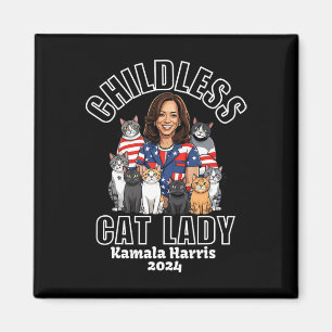 Cat Lady For Kamala Harris Funny Election 2024  Magnet
