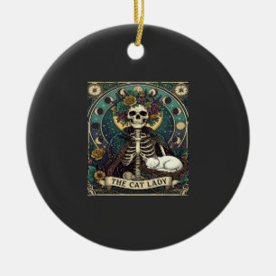 Cat Lady Haloween Skeleton Floral Moon Compass Ceramic Tree Decoration