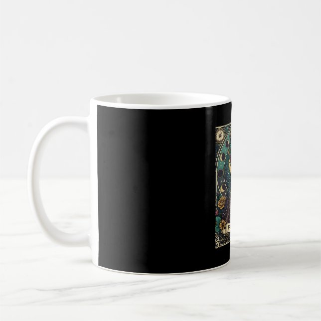 Cat Lady Haloween Skeleton Floral Moon Compass Coffee Mug (Left)