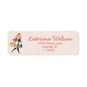 Cat Lady in Scarf Return Address Label