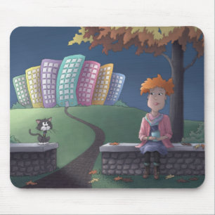 Cat Lady in the park Mouse Pad