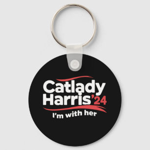 Cat Lady Kamala Harris 2024 I'm With Her Key Ring