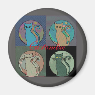 Cat Lady Multi Cats Sitting Thunder_Cove Magnet