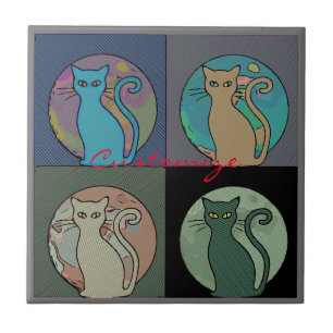Cat Lady Multi Cats Sitting Thunder_Cove Tile