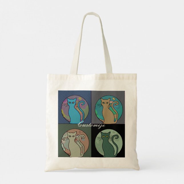Cat Lady Multi Cats Sitting Thunder_Cove Tote Bag (Back)