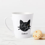 Cat Lady Personalised Latte Mug<br><div class="desc">Cat head silhouette "Cat Lady" design in cute script font and a small gold heart.</div>