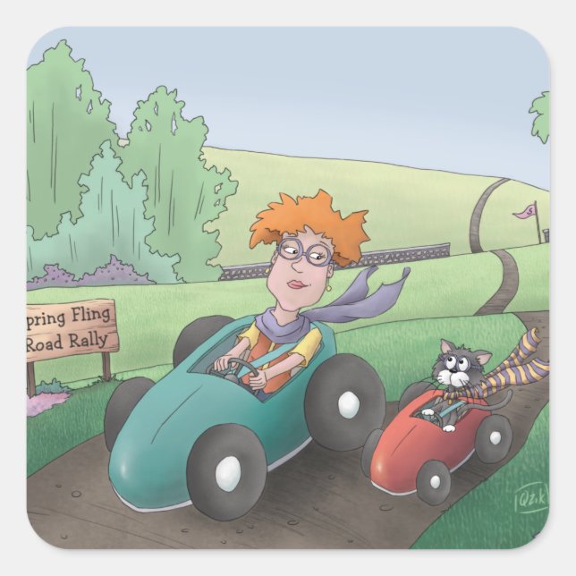 Cat Lady Road Rally  Square Sticker (Front)