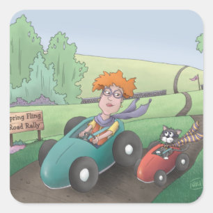 Cat Lady Road Rally  Square Sticker