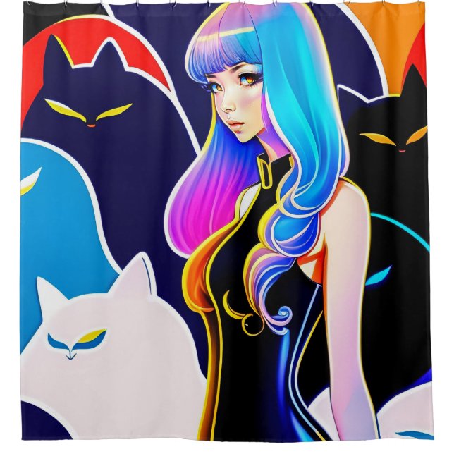 Cat Lady Shower Curtain With Liner (Front)