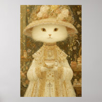 Cat Lady Snow – Victorian Cat with Teacup