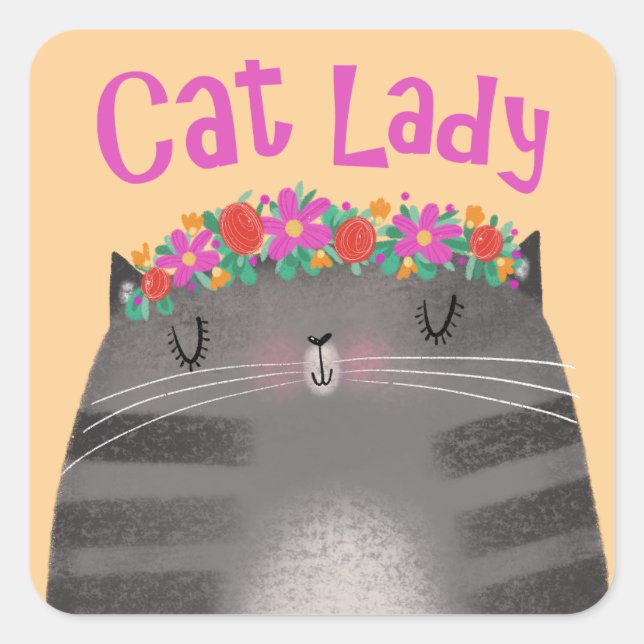 Cat Lady Square Sticker (Front)