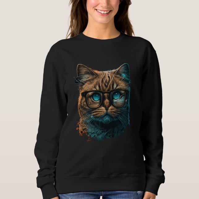 Cat Lady Sweatshirt With Cute Cat Face Design (Front)