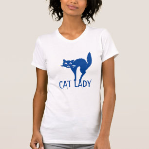 Cat Lady typography spooky funny cute blue cat T-Shirt