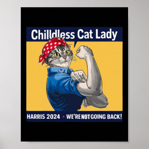 Cat Lady We're Not Going Back Kamala Harris 2024 Poster