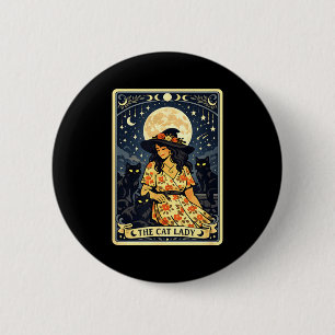Cat lady witch moon black cats halloween magic 6 cm round badge