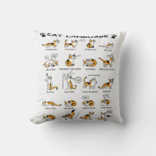 Cat Language, Funny Cat Kitten, Love Cat Gift Idea Cushion