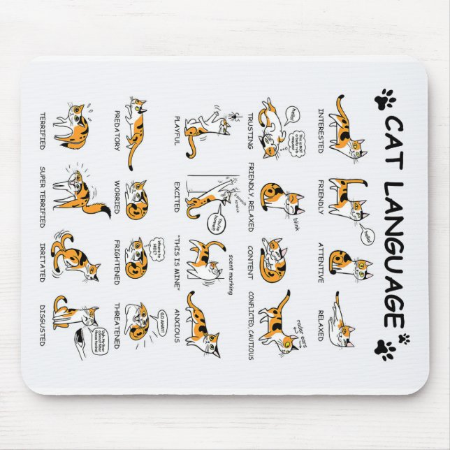 Cat Language, Funny Cat Kitten, Love Cat Gift Idea Mouse Pad (Front)