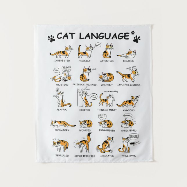 Cat Language, Funny Cat Kitten, Love Cat Gift Idea Tapestry (Front)