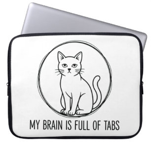 Cat Laptop Sleeve - Brain Full Of Tabs